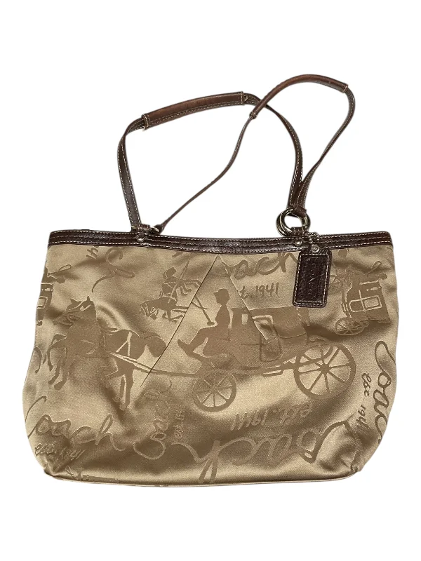 Coach tote bags with a snap - button closure and a decorative charm for styleHandbag Designer By Coach, Size: Medium