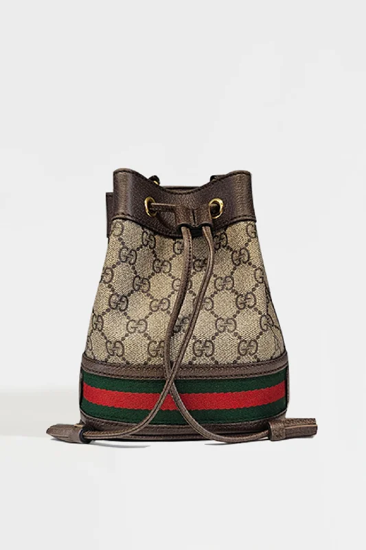 Women Gucci bags with interlocking G hardware for a classic lookMini Ophidia GG Supreme Bucket Bag