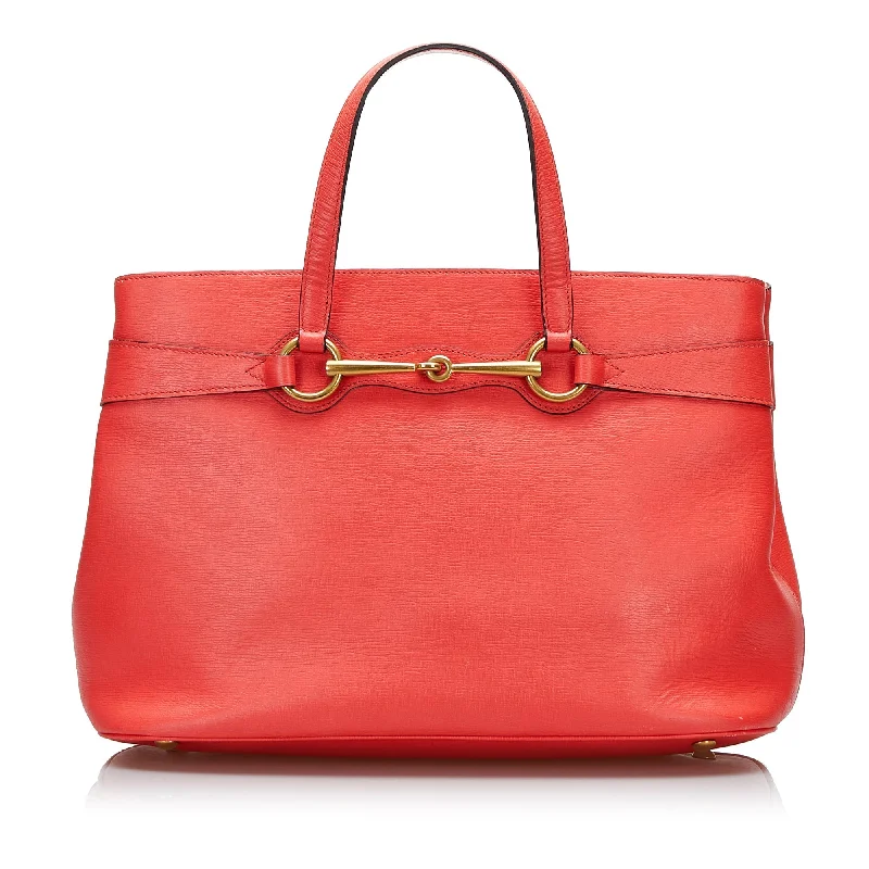 Gucci tote bags for women with a double - handle designGucci Bright Bit Orange Leather