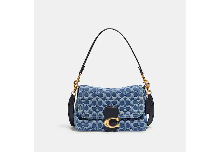 Coach crossbody bags with a woven leather strap for a unique textureCoach Soft Tabby Shoulder Bag In Signature Denim