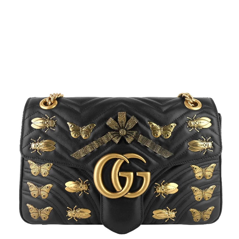 Gucci tote bags for women with a spacious interiorGG Marmont Medium Insects Matelassé Leather Bag