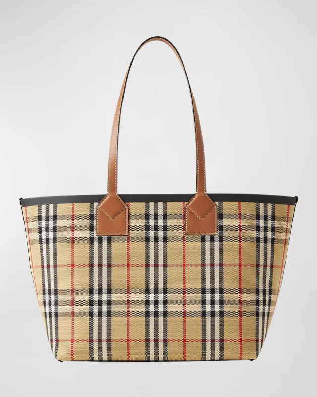 Burberry Bags with Zipper Compartments for SecurityHeritage Small Check Canvas Tote Bag