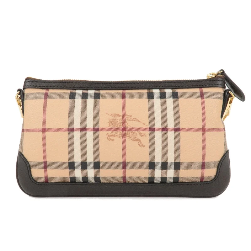 Two - Tone Burberry Bags for a Modern AestheticBURBERRY Nova Plaid PVC Leather Shoulder Bag Beige Brown