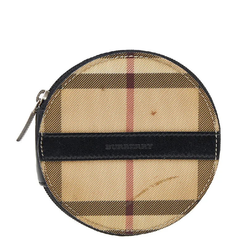 Sustainable Burberry Bags Made from Recycled MaterialsBeige-Black House Check PVC And Leather Round Coin Pouch