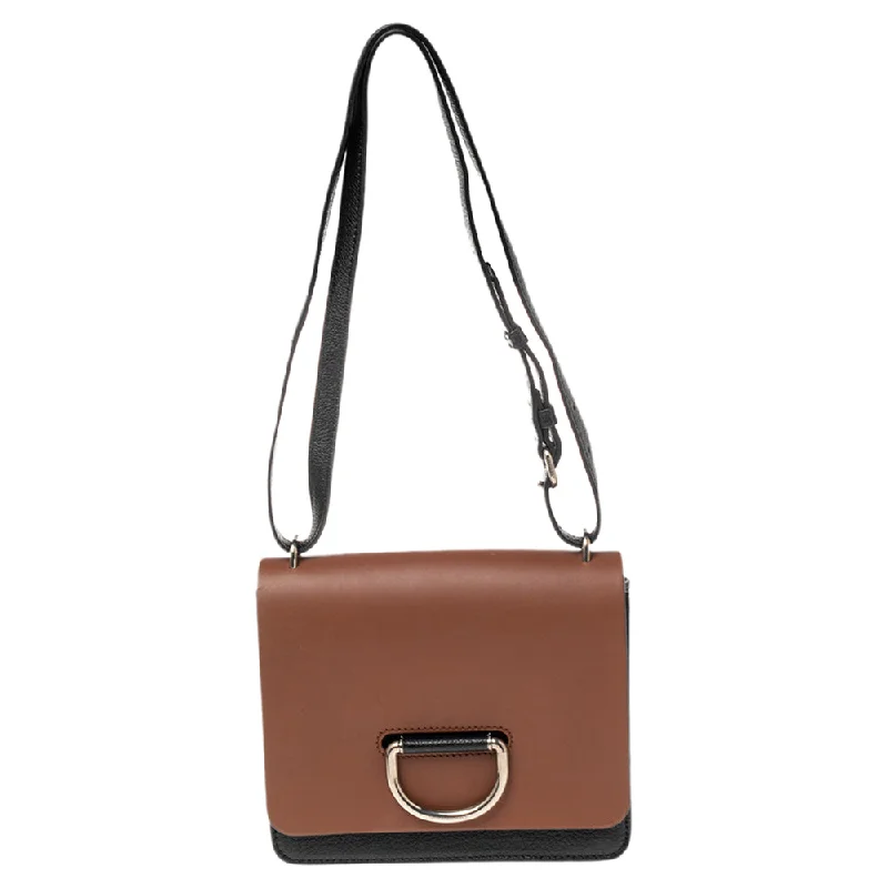 Designer Burberry Bags for Fashion EnthusiastsBrown/Black Leather Small D-Ring Shoulder Bag