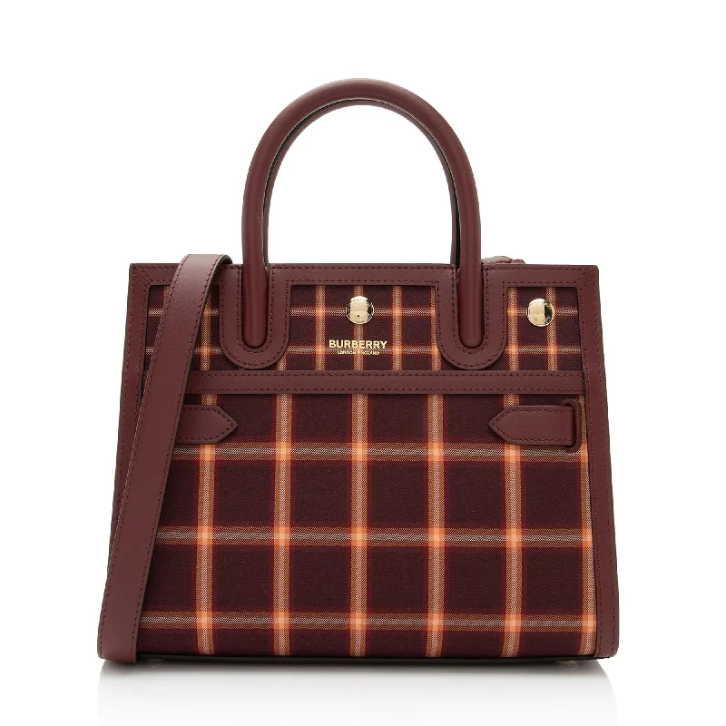 Versatile Burberry Convertible Bags for Multiple StylesBurberry Tartan Check Smooth Calfskin Title Mini Tote (SHF-zkxnVr)