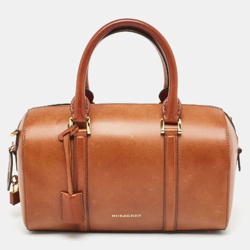 High - Capacity Burberry Duffle Bags for Long TripsTan Leather Medium Alchester Bowler Bag