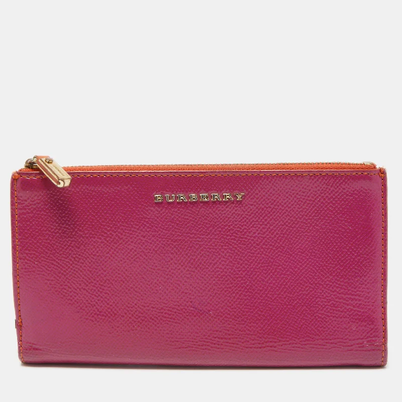 Pet - Friendly Burberry Pet Carrier BagsMagenta Patent Leather Constantine Continental Wallet