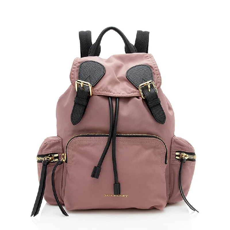 Dark - Hued Burberry Bags for a Sophisticated LookBurberry Nylon Leather Medium Rucksack Backpack (SHF-12368)