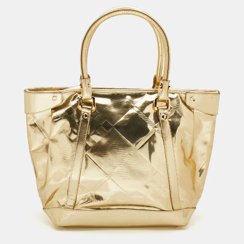 Quilted Burberry Bags for a Luxurious FeelMetallic Gold Beat Check Mirror Patent Leather Ember Tote