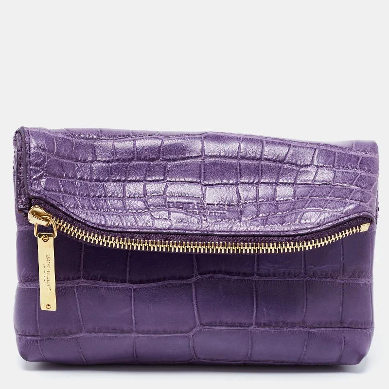 Two - Tone Burberry Bags for a Modern AestheticProrsum Purple Crocodile Leather Kendal Clutch