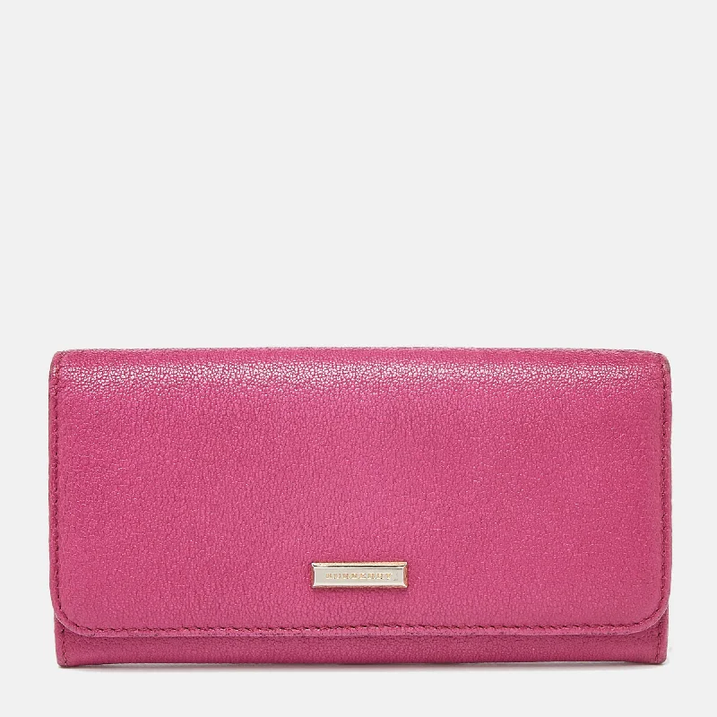 High - Quality Burberry Leather Shoulder BagsPink Leather Flap Continental Wallet