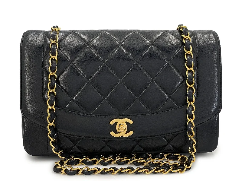 Chanel Vintage Inspired Handbag for Retro LoversChanel 1991 Vintage Black Lambskin Medium Diana Flap Bag 24k GHW F1D