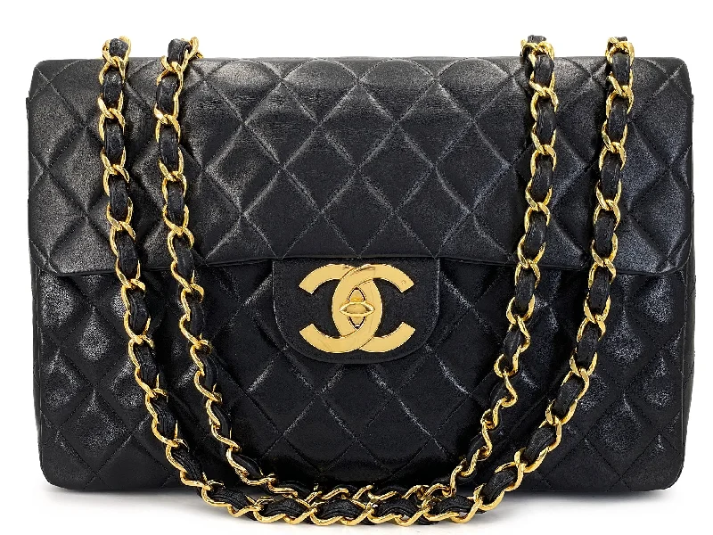 Chanel bags for those who value investment piecesChanel 1993 Vintage Black Maxi Classic Flap Bag 24k GHW FTD