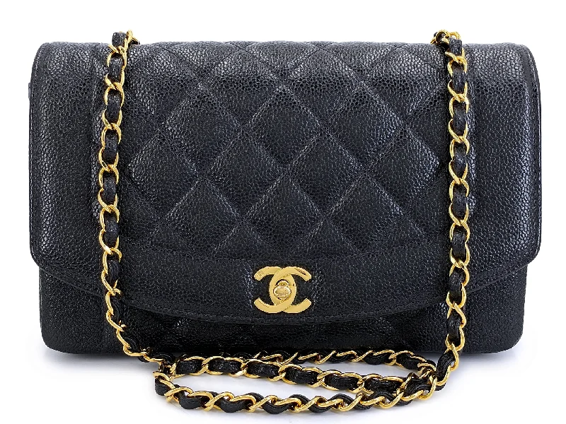 Chanel Lightweight Handbag for Daily ErrandsChanel 1994 Vintage Black Caviar Medium Diana Flap Bag 24k GHW 21Z