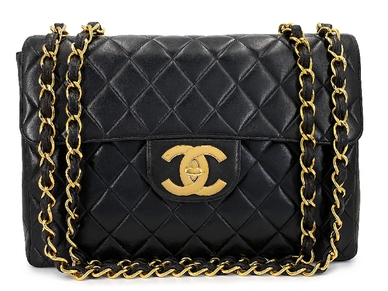 Chanel bags with the perfect balance of luxury and functionalityChanel 1996 Vintage Jumbo Classic Flap Bag Black 24k GHW 3QC