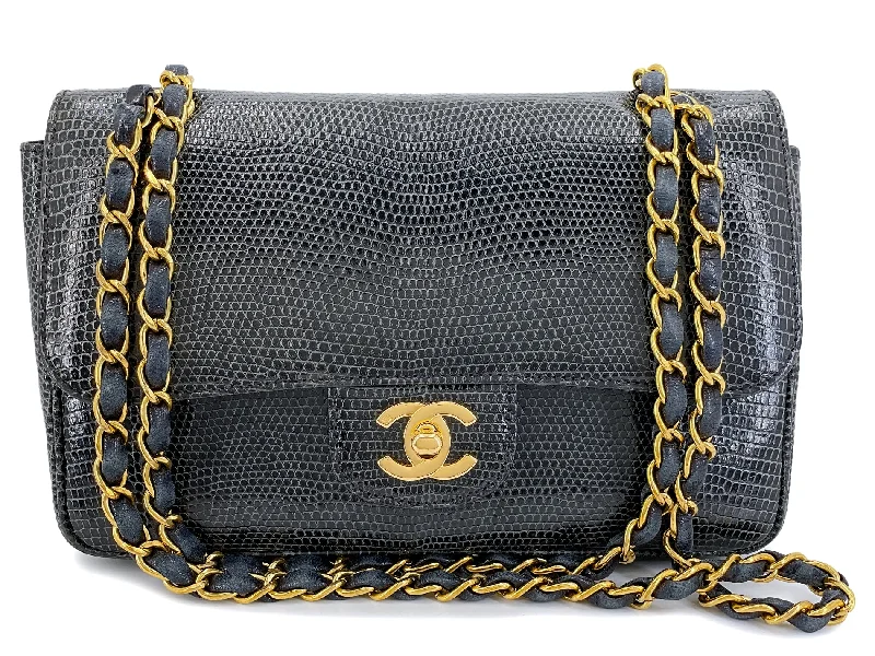 Chanel bags for women with a taste for high fashionChanel 1997 Vintage Charcoal Gray Lizard Small Classic Flap Bag 24k GHW PMF