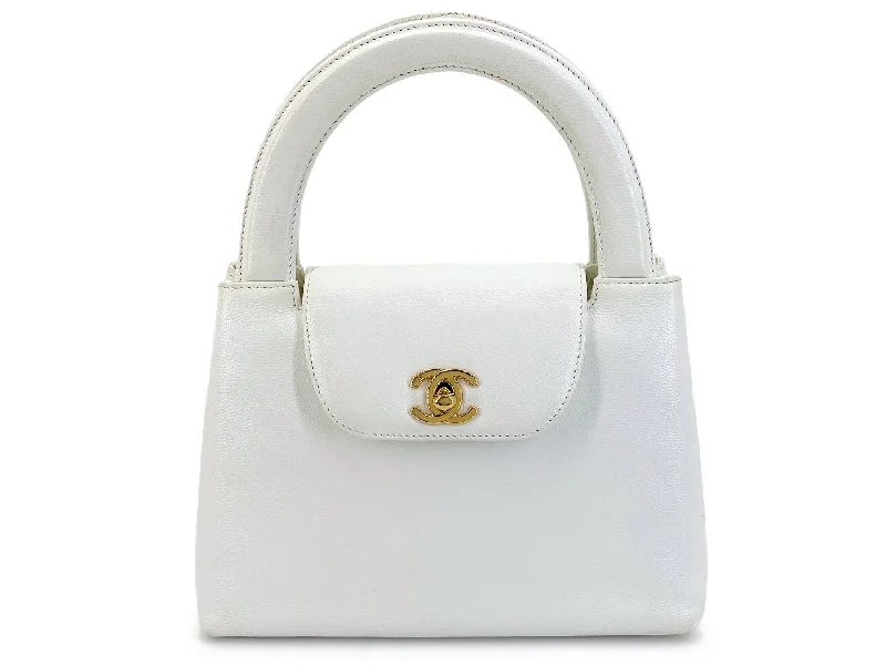 Chanel Limited Edition Handbag for CollectorsChanel 1997 Vintage White Caviar Mini Kelly Evening Bag 24k GHW CEX