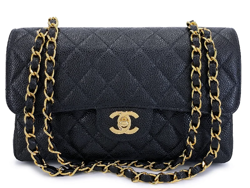 Chanel Handbag with Adjustable Strap for ComfortChanel 2004 Vintage Black Caviar Small Classic Double Flap Bag 24k GHW  9TI