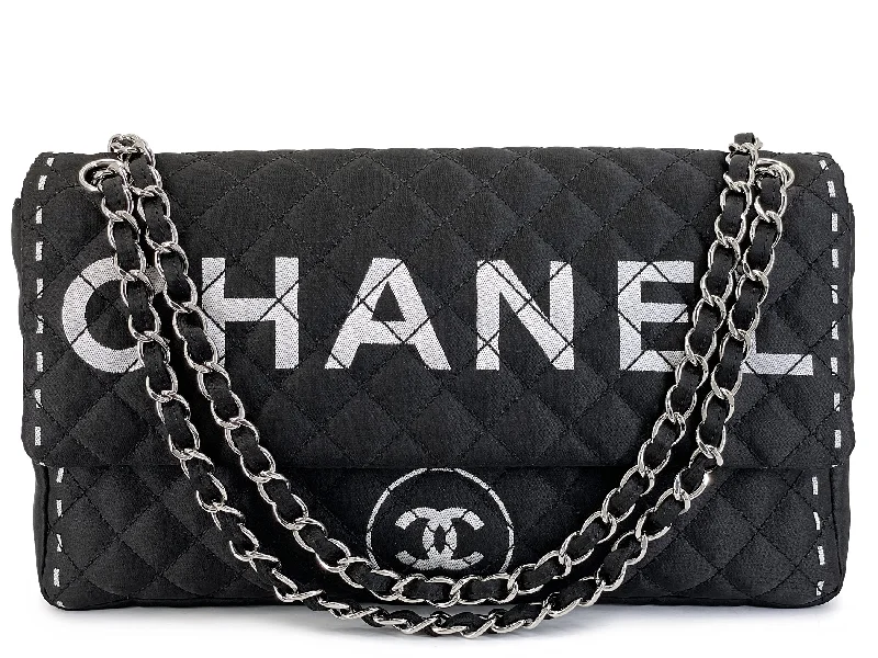 Chanel bags in luxury boutiques worldwideChanel 2008 Vintage Black Logomania Logo Printed Flap Bag SHW 54Y