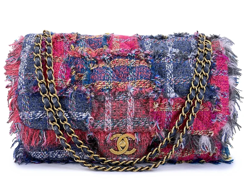 Chanel bags in luxury boutiques worldwideChanel 2014 Multicolor Fringe Tweed Dark Pink Purple Flap Bag GHW 611