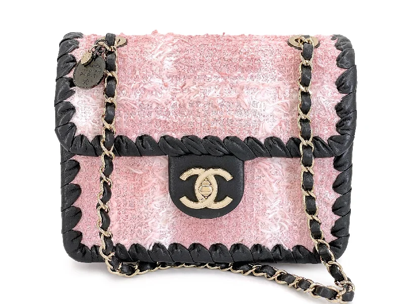 Chanel leather bags for everydChanel 2022 Pink Tweed Square Mini Flap Bag GHW W0V