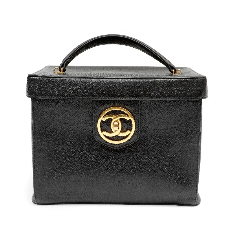 Chanel bags sale 2025Chanel Black Caviar Large Vanity Box NO Straps w/ Gold Hardware