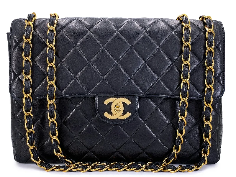 Chanel bags sale 2025Chanel Black Vintage Jumbo Classic Flap Bag 24k GHW Lambskin GRP