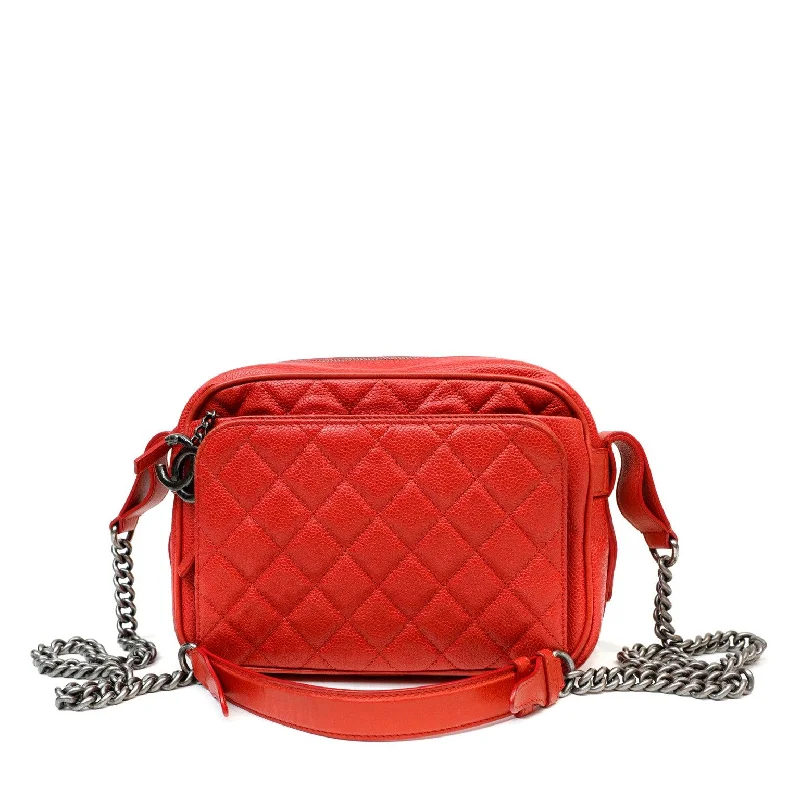 Chanel bags for women with minimalist styleChanel Bright Red Caviar Crossbody w/ Gunmetal Hardware