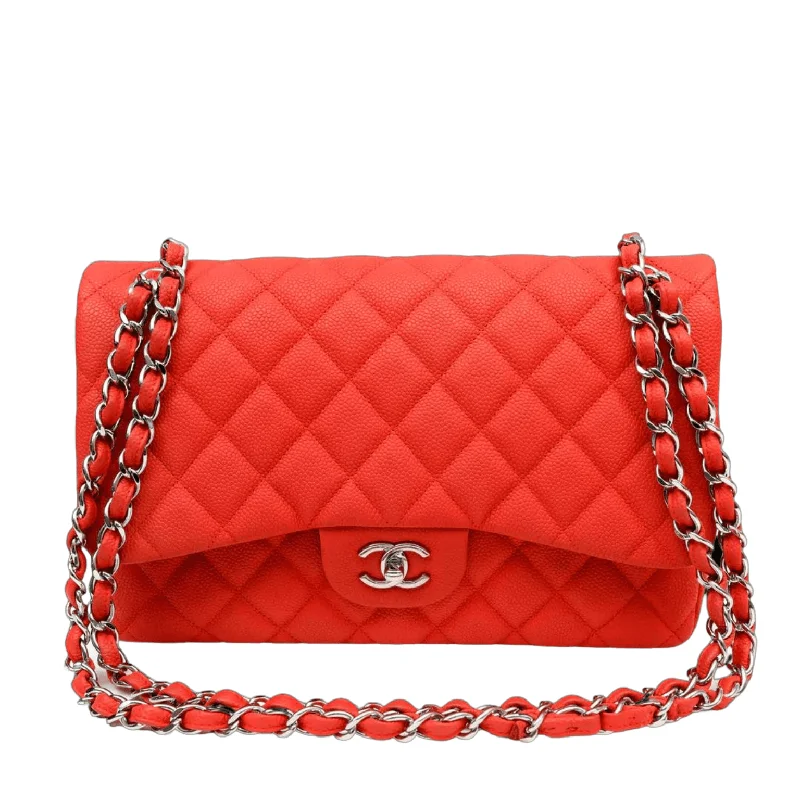 Chanel bags for women with a taste for high fashionChanel Salmon Brushed Caviar Jumbo Classic Double Flap Bag