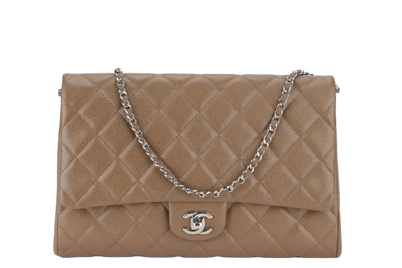 Chanel Quilted Leather Shoulder Bag for FashionistasCHANEL CLASSIC CLUTCH (1846xxxx) WITH CHAIN BROWN CAVIAR SILVER HARDWARE NO CARD AND NO DUST COVER