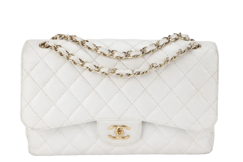 Chanel bags for women who love timeless fashionCHANEL JUMBO CLASSIC DOUBLE FLAP (1791xxxx) WHITE CAVIAR GOLD HARDWARE WITH CARD NO DUST COVER