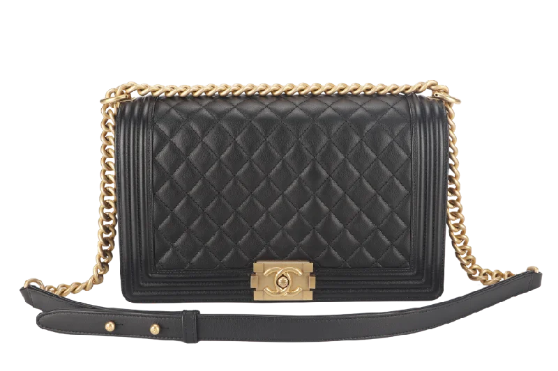 Chanel bags available at online luxury retaileCHANEL LEBOY MEDIUM (2793xxxx) BLACK LAMBSKIN GOLD HARDWARE WITH DUST COVER AND BOX