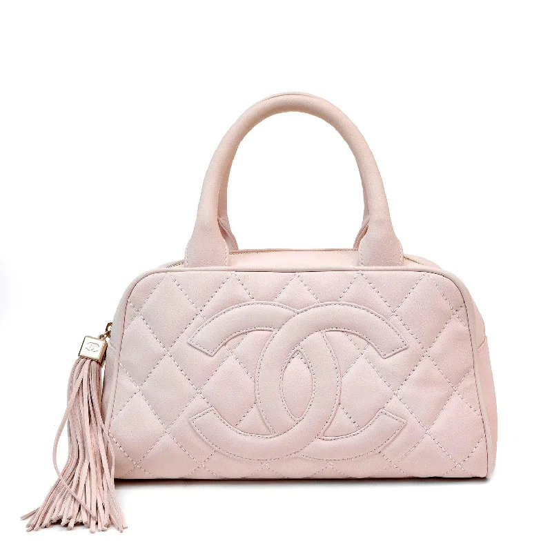 Chanel bags with chain and leather strap combinationsChanel Light Pink Brushed Caviar Mini Tote with Tassel