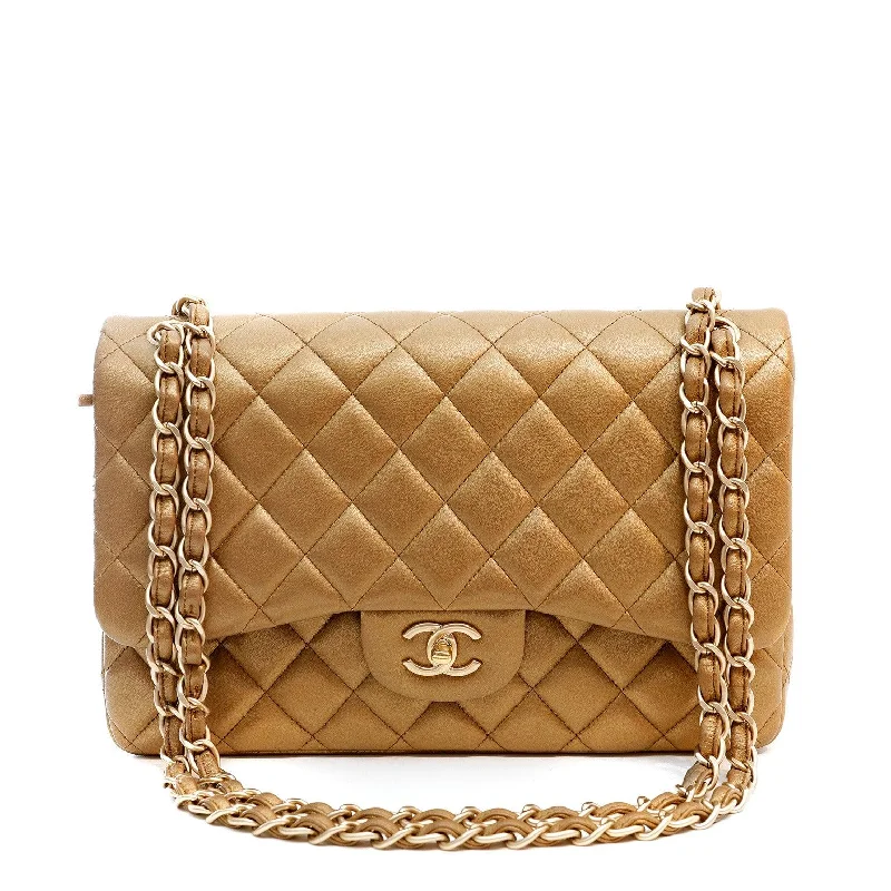 Chanel bags in luxury boutiques worldwideChanel Metallic Bronze Lambskin Jumbo Classic Flap Bag