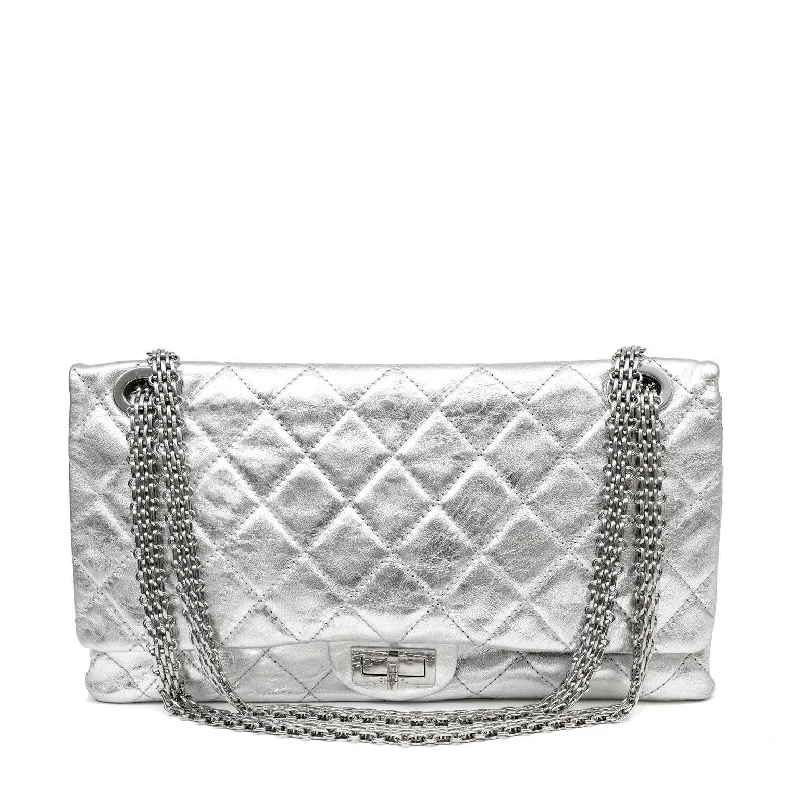 Chanel New Arrival Handbag with Gold HardwareChanel Metallic Silver Maxi Classic Reissue 2.55