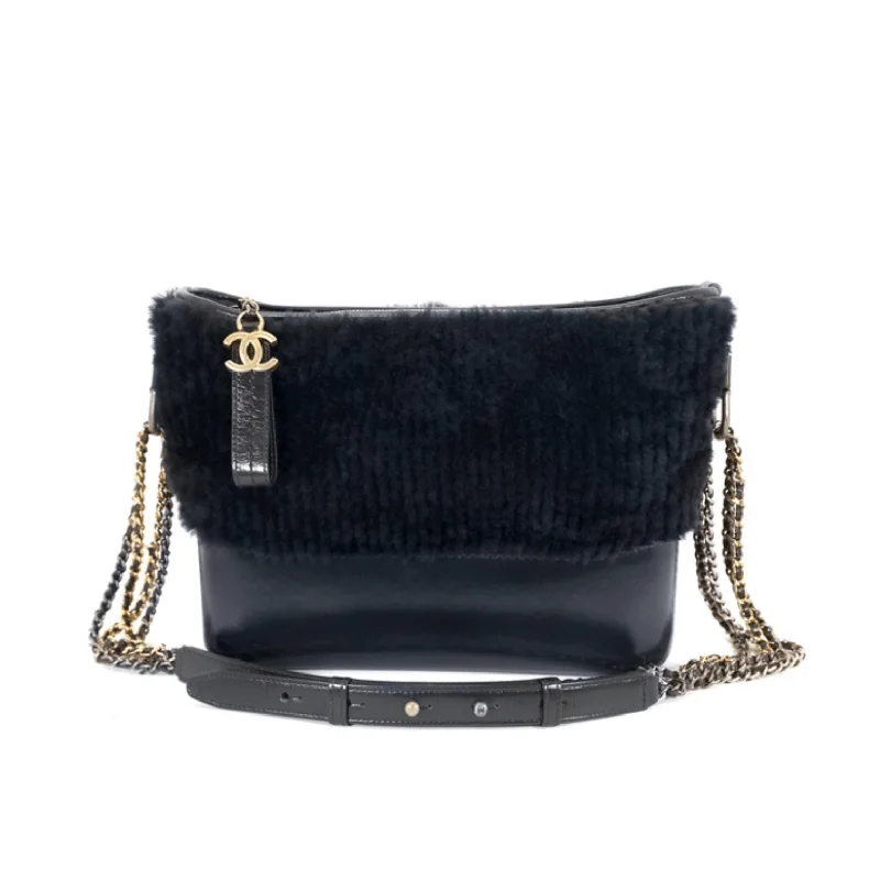 Chanel classicChanel Navy Shearling Fur and Leather Gabrielle Bag