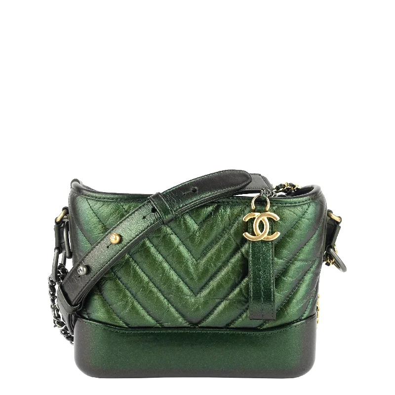 Chanel Limited Edition Handbag for CollectorsGabrielle Small Chevron Metallic Leather Hobo Bag