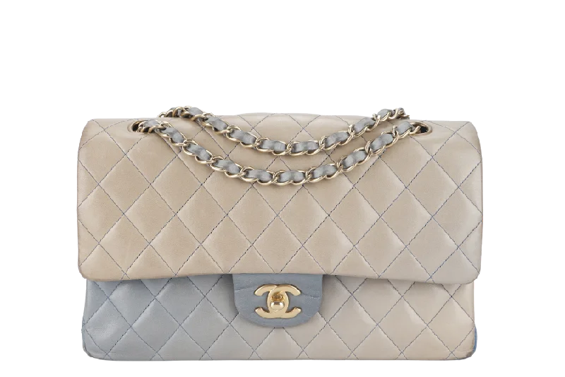 Chanel Vintage Inspired Handbag for Retro LoversCHANEL OMBRE CLASSIC DOUBLE FLAP (1349xxxx) MEDIUM MULTICOLOUR LAMBSKIN LEATHER GOLD HARDWARE WITH DUST COVER AND BOX