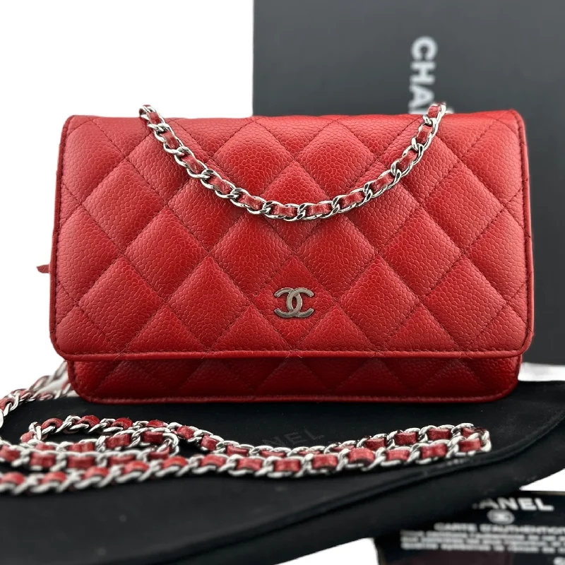 Chanel Limited Edition Handbag for CollectorsCHANEL Red Caviar Leather Wallet on Chain