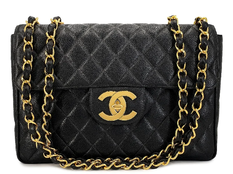 Chanel bags in luxury boutiques worldwideChanel Vintage Caviar Jumbo Flap Bag Classic Black 24k GHW 1995 THW