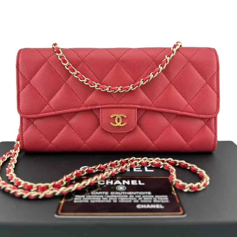 Chanel bags in luxury boutiques worldwideCHANEL Watermelon Caviar Classic Flap Gusseted Wallet