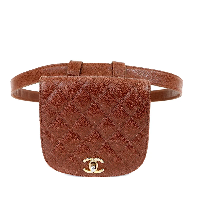 Chanel bags available at online luxury retaileChanel Brown Caviar Waist Bag