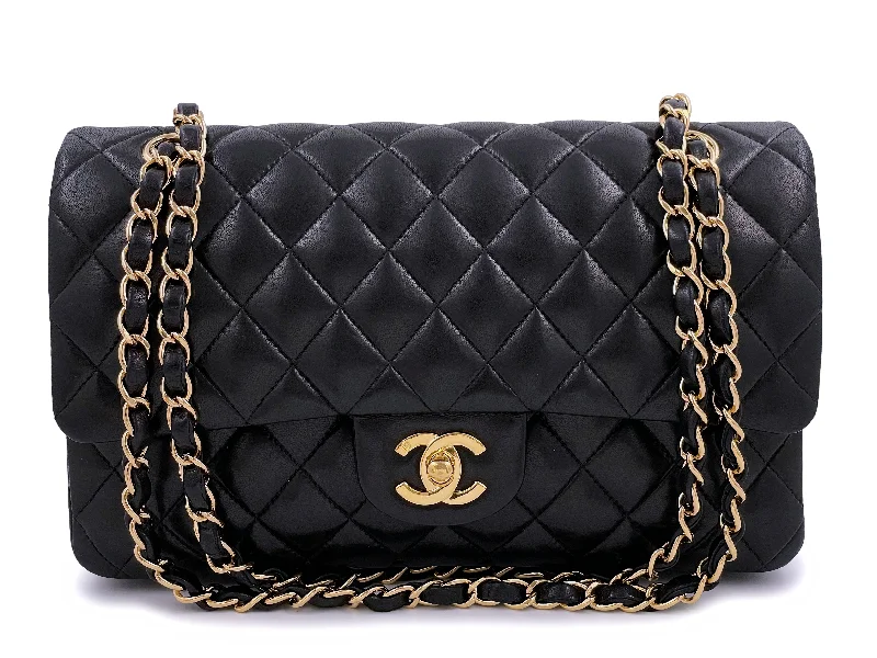 Chanel bags with chain and leather strap combinationsPristine Chanel 2006 Vintage Black Medium Classic Flap Bag 24k GHW