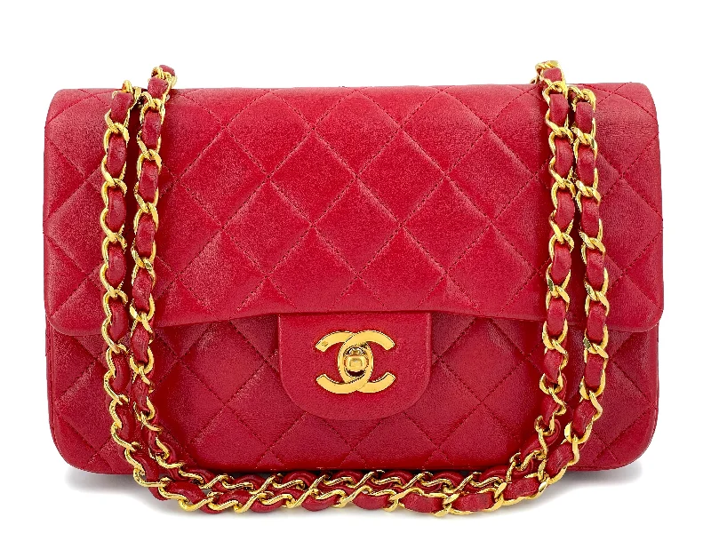 Chanel bags for women who love timeless fashionChanel 1989 Vintage Red Small Classic Double Flap Bag 24k GHW Lambskin