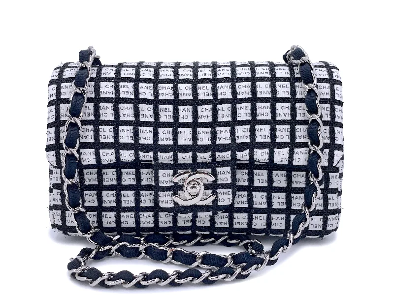 Chanel bags with exclusive seasonal releasesChanel 2014 Logo Mania Black White Rectangular Mini Flap Bag SHW