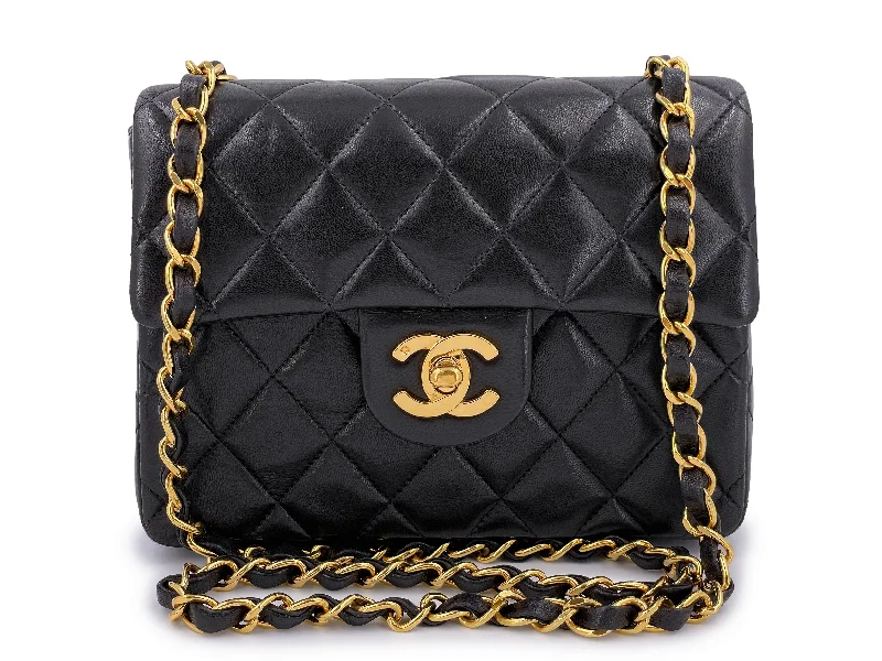 Chanel Luxury Handbag for High - End EventsPristine Chanel 1993 Vintage Black Square Mini Flap Bag 24k GHW Lambskin