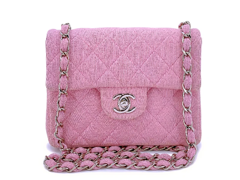 Chanel Handbag with Adjustable Strap for ComfortChanel Sakura Pink Jersey Classic Square Mini Flap Bag SHW