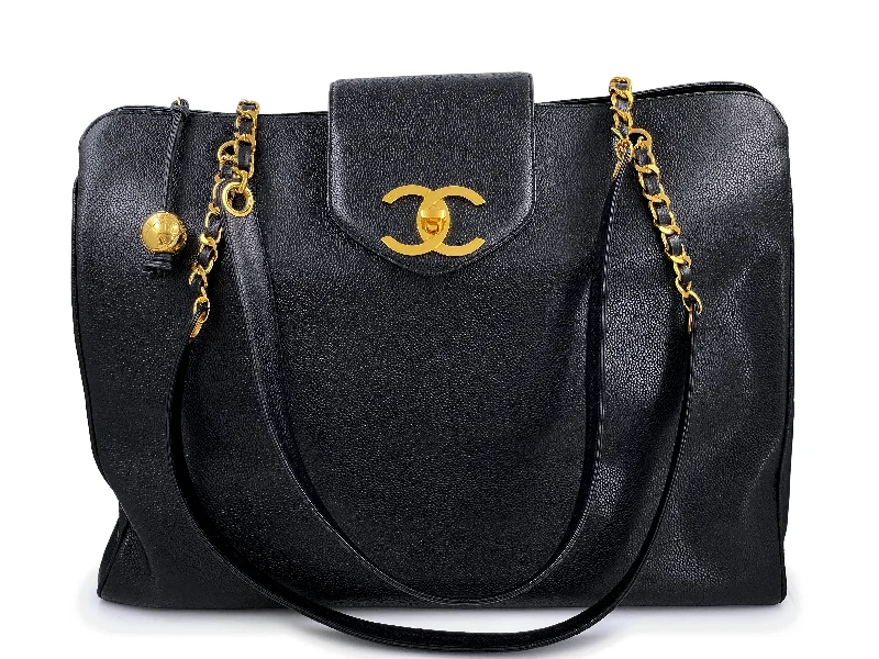 Chanel bags for women with a taste for high fashionChanel 1994 Vintage Caviar Black Supermodel Weekender Tote Bag 24k GHW