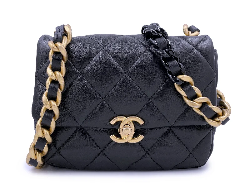 Chanel bags with exclusive seasonal releasesChanel Black Lacquered Chunky Chain Mini Flap Bag GHW